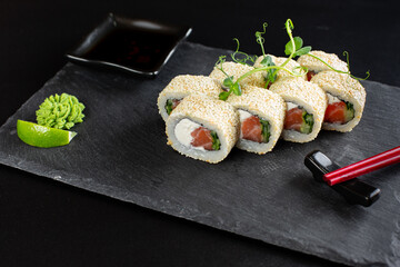 japanese sushi food. Maki ands rolls with tuna.