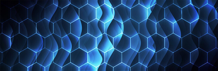 Obraz na płótnie Canvas Hexagon background. Blue technology pattern. Wavy texture. Futuristic backdrop. Hex vector illustration