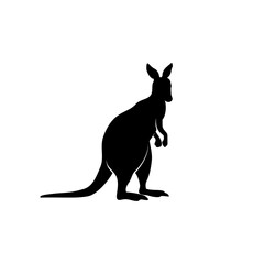 Silhouette Kangaroo in Black Color Vector Concept Illustration