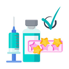 Vaccines. No side effects. Vector flat illustration.