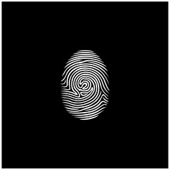 Finger Print Vector Icon Illustration Isolated on Black Background