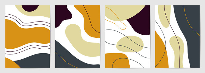 Abstract wall arts vector. Trendy set, Design for wall framed prints, canvas poster, artwork as postcard or brochure.Vector illustration.