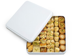 Pistachio baklava. Traditional Middle Eastern Flavors. The local name of Baklava is Fıstıklı Baklava. Turkish dessert of Baklava.