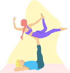Obraz na płótnie Canvas Couple yoga. Beautiful yoga poses. Mental and body health. International day of yoga. Just breathe.