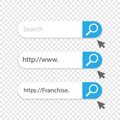 Search bar for ui. WWW search. Search Franchise window browser. Vector illustration