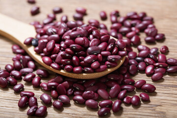 red beans on a wooden table