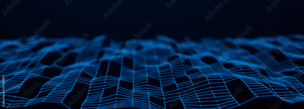 Aufkleber Digital technology background. Network connection dots and lines. Futuristic background for presentation design. 3d