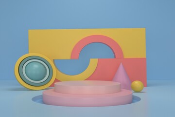 abstract 3d depth and realism background,pastel color showcase for product . 3d rendering