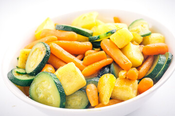 Fried vegetables on the plate. High quality photo