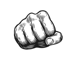 Fist hand vector graphic. Isolated sketch illustration