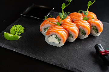 japanese sushi food. Maki ands rolls with tuna.