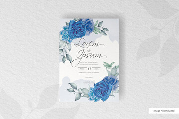 Elegant Watercolor Wedding Invitation Set template with Hand drawn floral and leaves