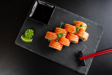 japanese sushi food. Maki ands rolls with tuna.