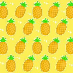 Pineapples pattern on yellow background. Vector in EPS format. Full quality.