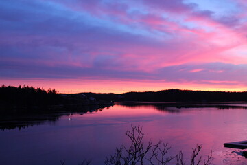 sunset over the lake