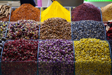 colorful teas at the Egyptian bazaar. High quality photo