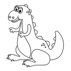 cute dinosaur linear, coloring book, vector illustration 