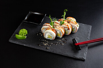 japanese sushi food. Maki ands rolls with tuna.