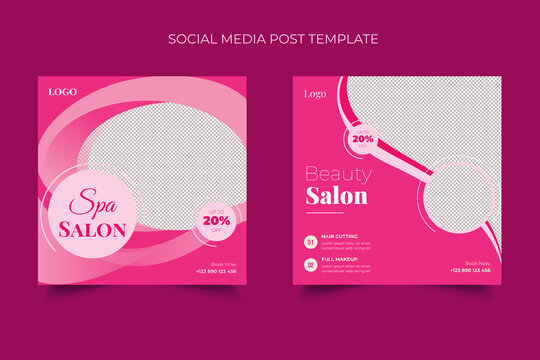 Beauty Spa Salon Social Media Post Banner Ads or Square Flyer Template Design
