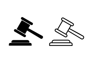 Gavel icon set. judge gavel icon vector. law icon vector. auction hammer