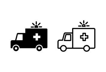 Ambulance icon set. ambulance truck icon vector. ambulance car