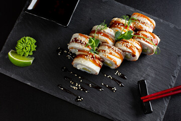 japanese sushi food. Maki ands rolls with tuna.