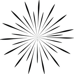 Radial white speed lines in round form. Vector illustration. Fireworks. Star rays. Explosion. Design element for prints, web, template, logo, tattoo and pattern. Trendy design element