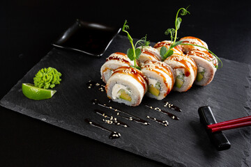 japanese sushi food. Maki ands rolls with tuna.