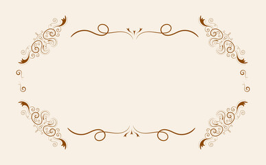 Calligraphic Decorative frame rectangular background with Ornamental golden design, vintage border frame, Vector