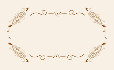 Calligraphic Decorative frame rectangular background with Ornamental golden design, vintage border frame, Vector