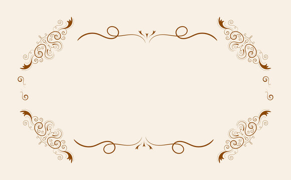 Calligraphic Decorative frame rectangular background with Ornamental golden design, vintage border frame, Vector
