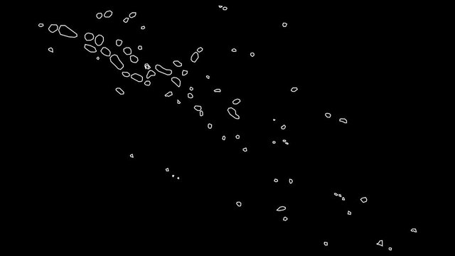 Iles Tuamotu et Gambier map of French Polynesia outline animation