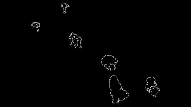 Leeward Islands map of French Polynesia outline animation