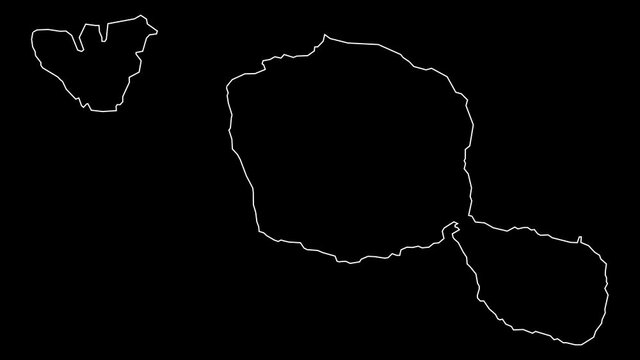 Windward Islands map of French Polynesia outline animation