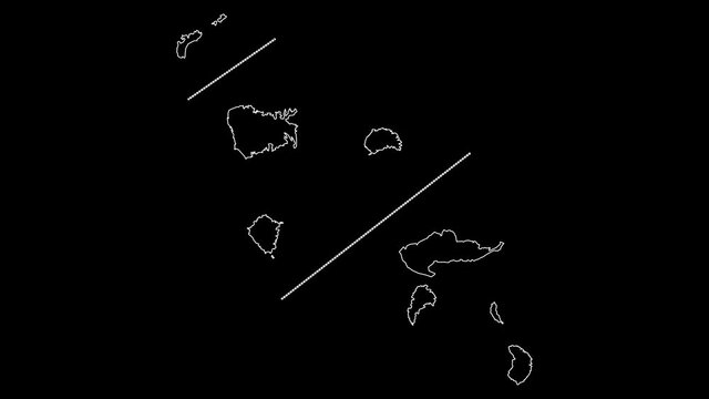 Marquesas Islands map of French Polynesia outline animation