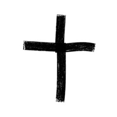 Grunge Religion Cross . Black Paint . Vector