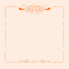 Calligraphic Decorative frame rectangular background with Ornamental design, vintage border frame, Vector