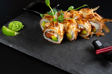 japanese sushi food. Maki ands rolls with tuna.