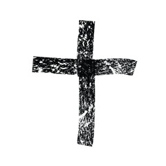 Grunge Religion Cross . Black Paint . Vector