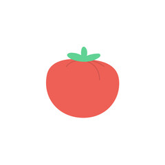 Fresh tomato isolated on white, in a hand-drawn style. Modern vector illustration.