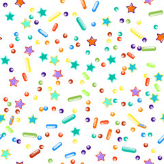 Sprinkles grainy. Seamless Pattern. Cupcake donuts