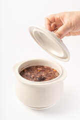 Fresh rice congee with pure white background