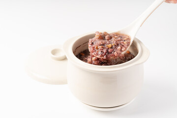 Fresh rice congee with pure white background