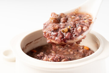 Fresh rice congee with pure white background