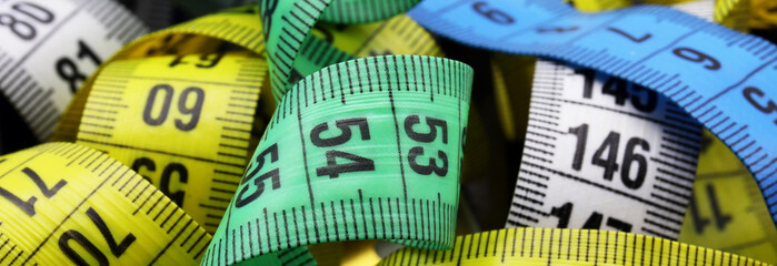 close-up colored measuring tape on a  background