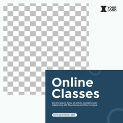 Modern Online Class Poster Design. Good for Social Media Post Template, Webinar, Seminar, Invitation Banner, Poster Education, Flyer, Online Class, Ads, etc 