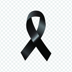 Picture of a black tie. Mourning symbol. Transparent background.	
