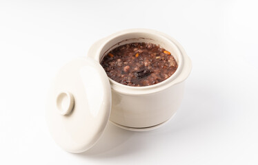 Fresh rice congee with pure white background