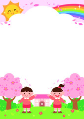 Kindergarten recruitment poster background. Vector illustration of a background frame for writing text.
