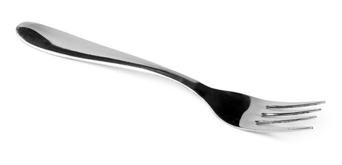 Silver dining fork isolated on white background